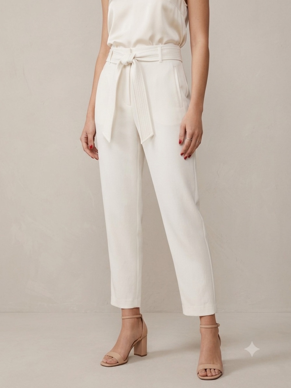 Wilfred Aritzia Tie-Front Pants - Off White/Light Birch - Size 6 - High Rise